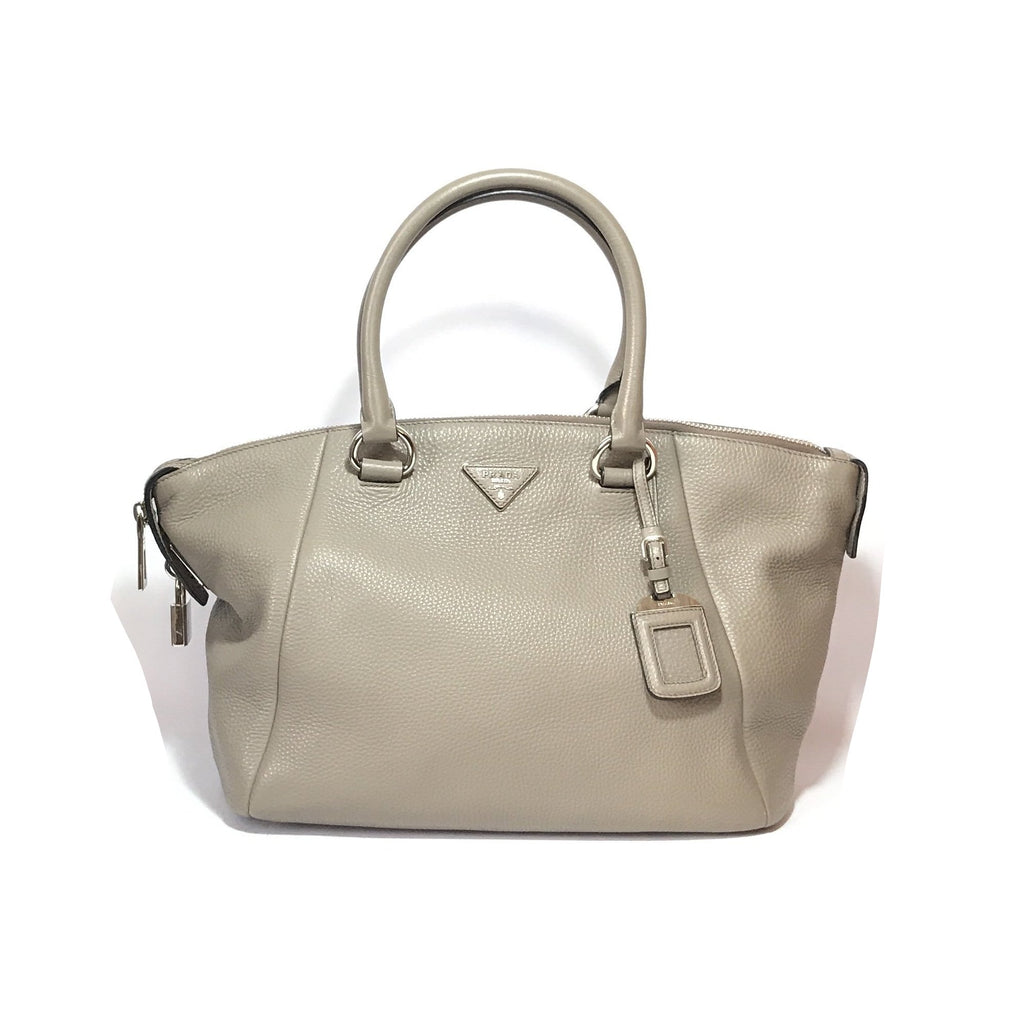 Prada Grey Pebbled Leather Tote | Gently Used |