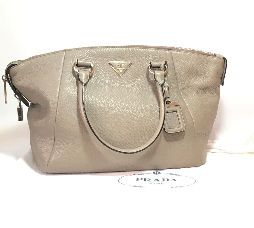 Prada Grey Pebbled Leather Tote | Gently Used |