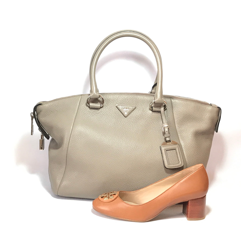 Prada Grey Pebbled Leather Tote | Gently Used |