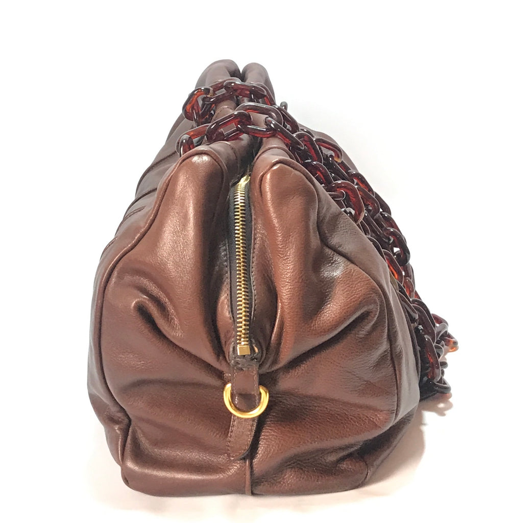 Prada Tan Leather & Plastic Chain Shoulder Bag | Gently Used |