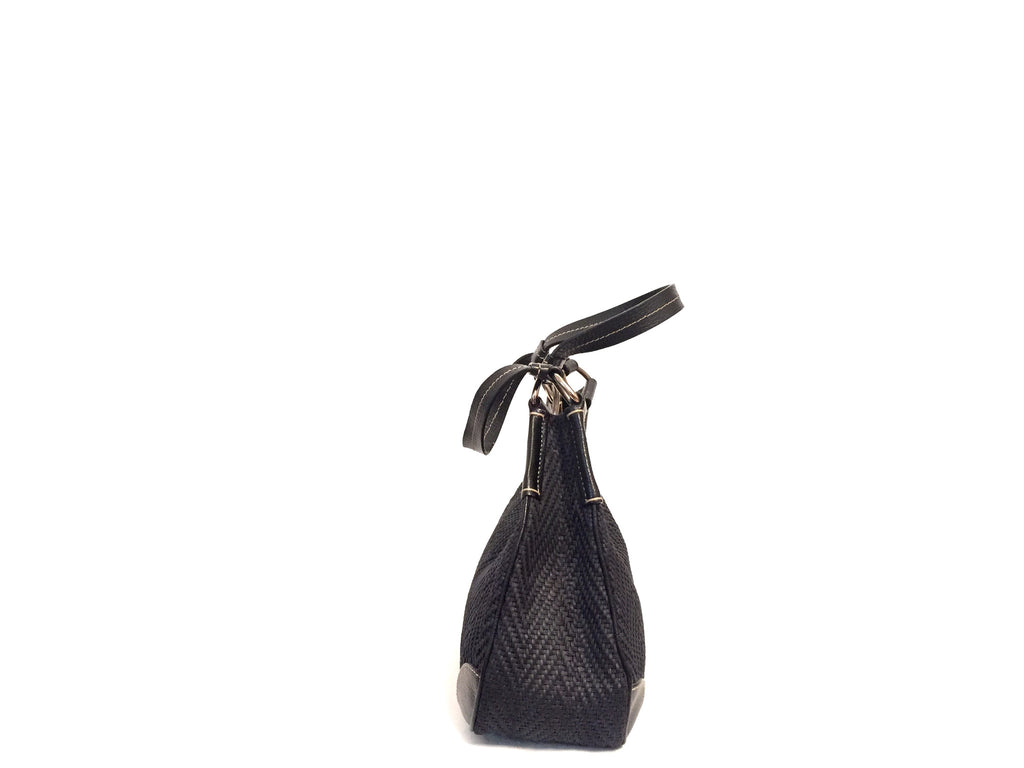 Prada Straw & Leather Black Bag | Gently Used | - Secret Stash