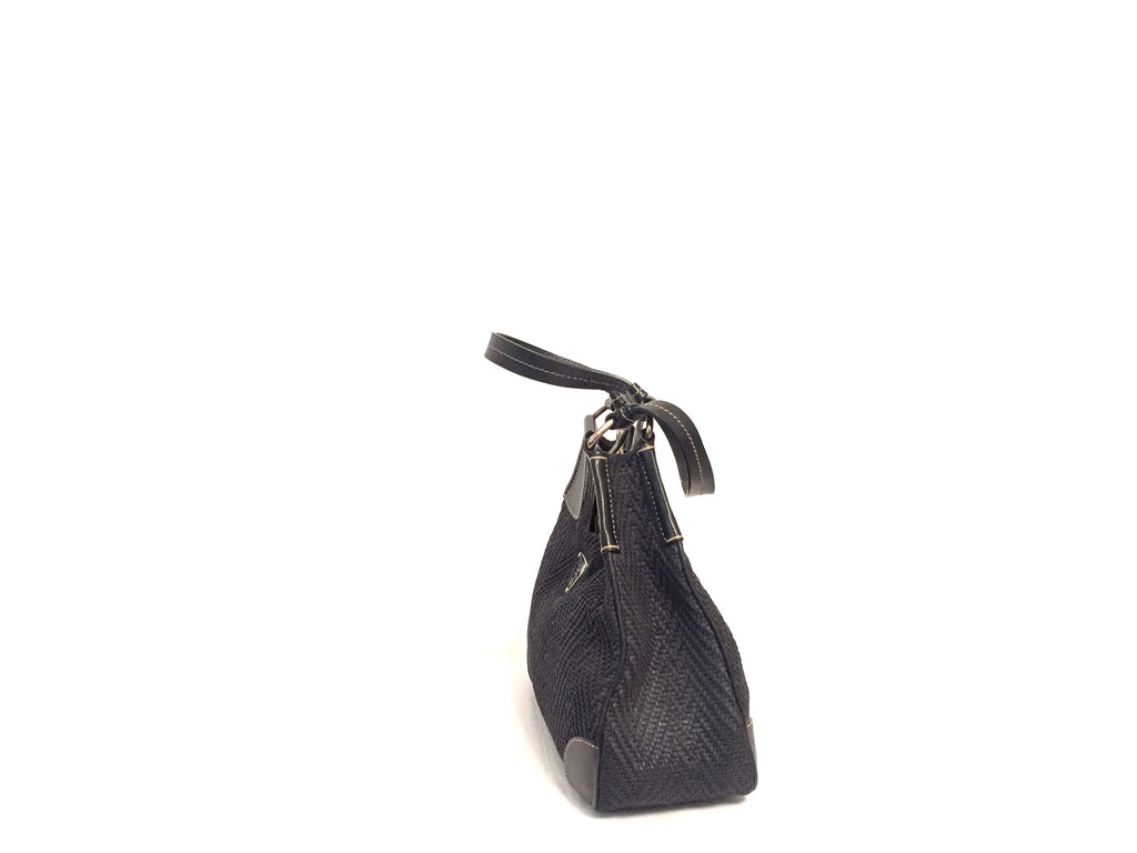 Prada Straw & Leather Black Bag | Gently Used | - Secret Stash