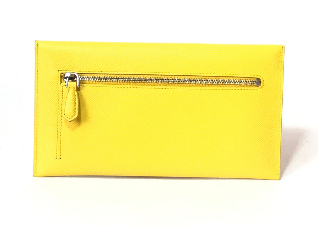 Prada Yellow Saffiano Leather Envelope Wallet | Brand New |
