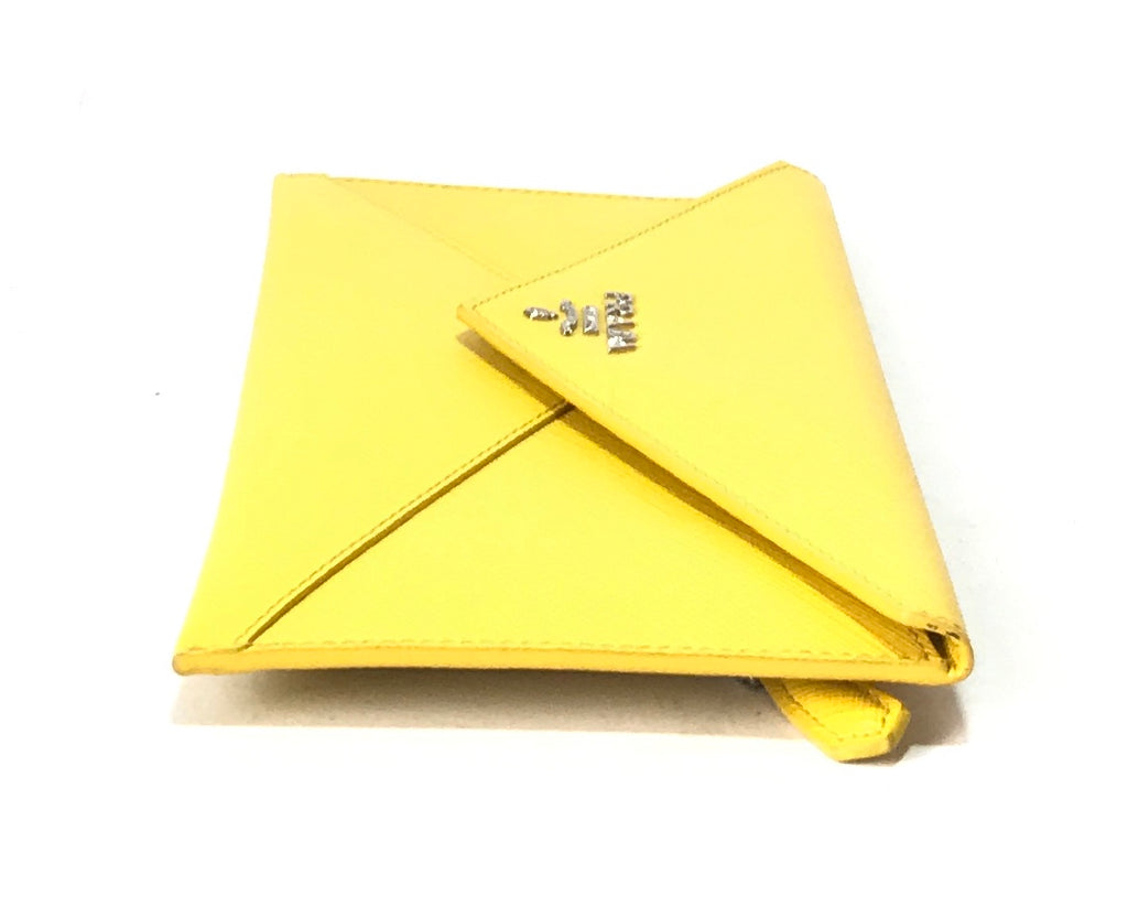 Prada Yellow Saffiano Leather Envelope Wallet | Brand New |