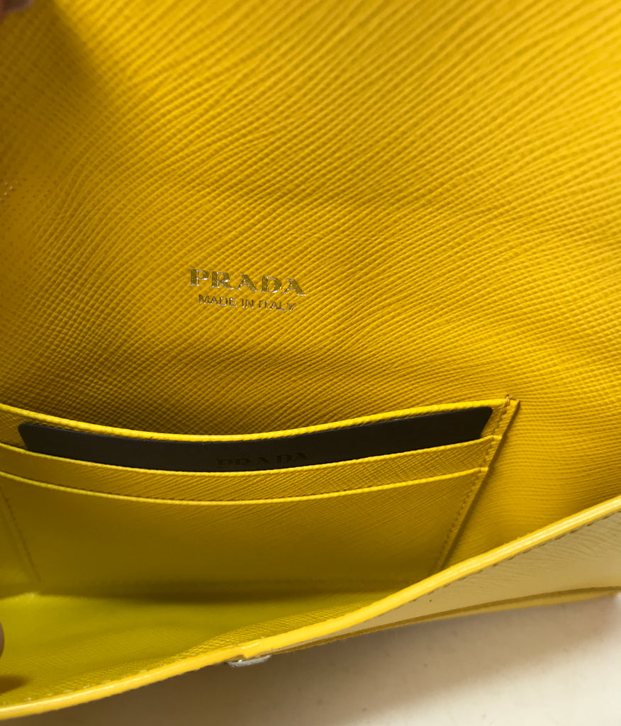 Prada Yellow Saffiano Leather Envelope Wallet | Brand New |