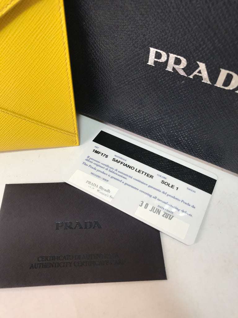 Prada Yellow Saffiano Leather Envelope Wallet | Brand New |