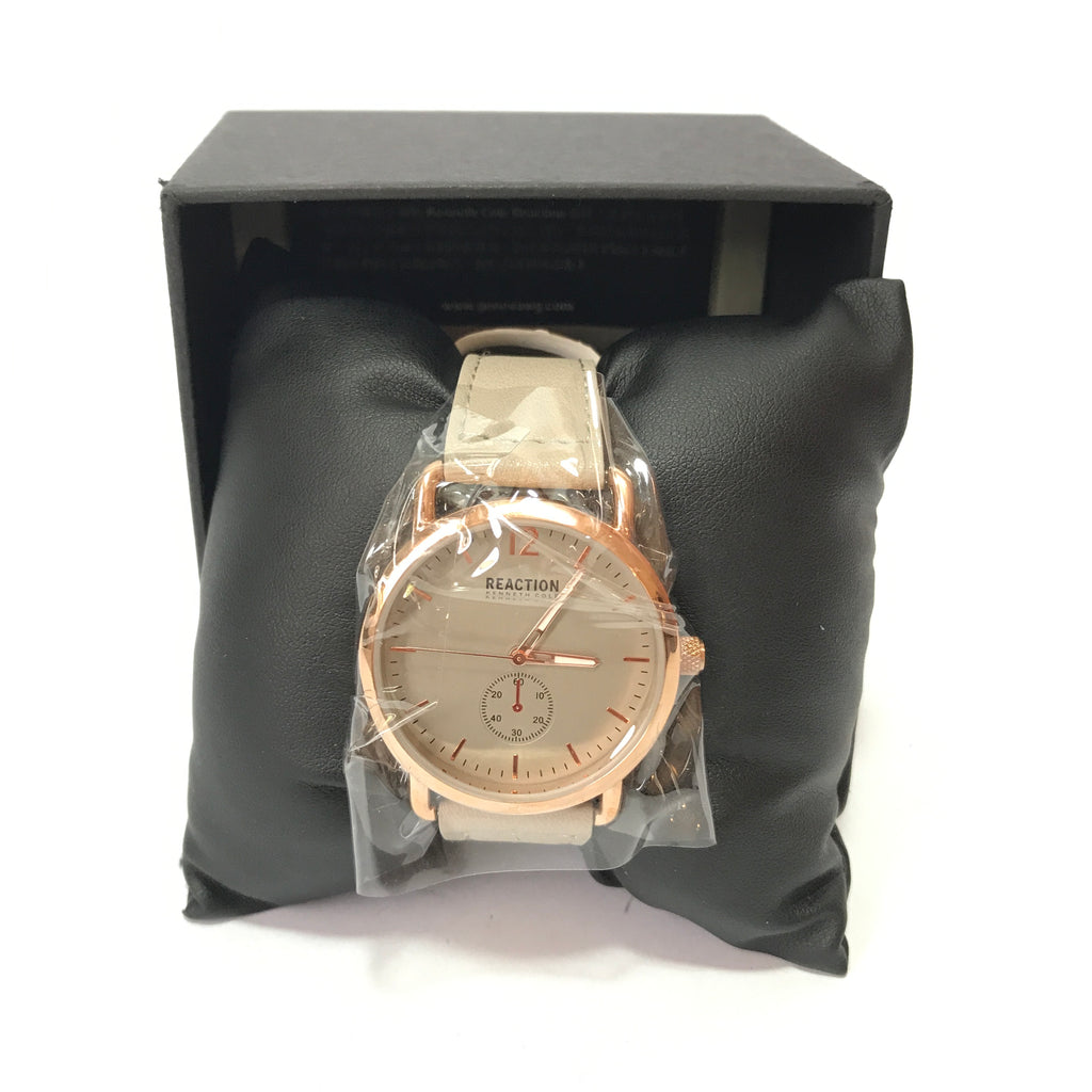 REACTION Kenneth Cole Grey Leather Wristwatch | Brand New |