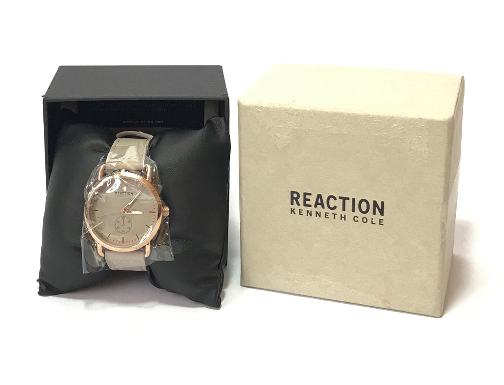 REACTION Kenneth Cole Grey Leather Wristwatch | Brand New |