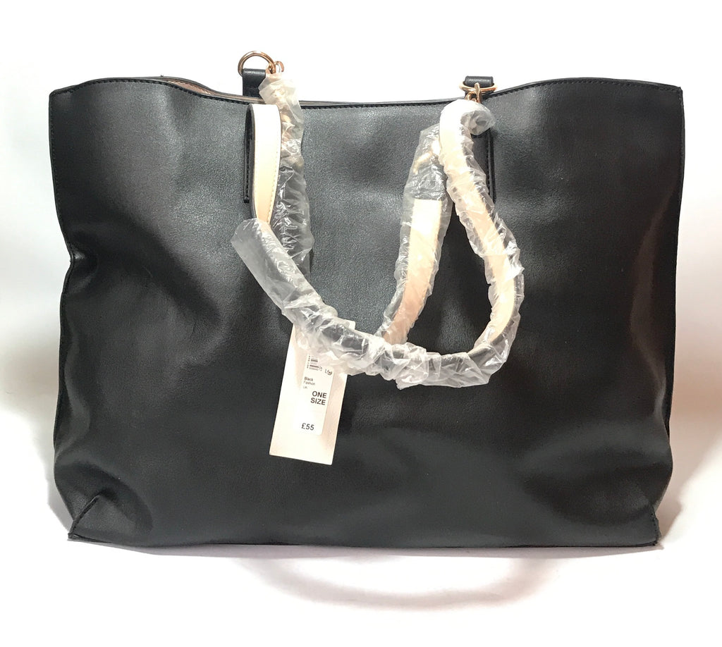 River Island Black Suede & Gold Studs Shoulder Bag | Brand New |