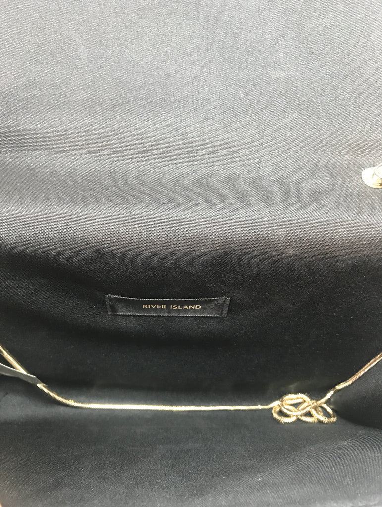 River Island Black & Gold 'Going Out' Clutch | Brand New |