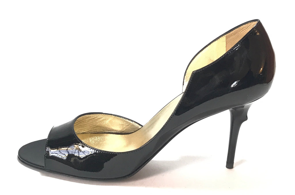 Roger Vivier Black Patent Leather EPINE Peep Toe Heels | Like New |