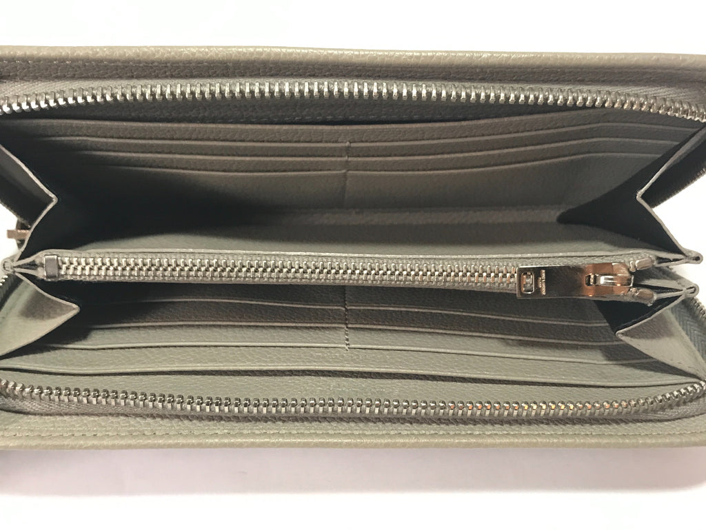 Saint Laurent Grey Leather Zip Around Wallet | Gently Used |
