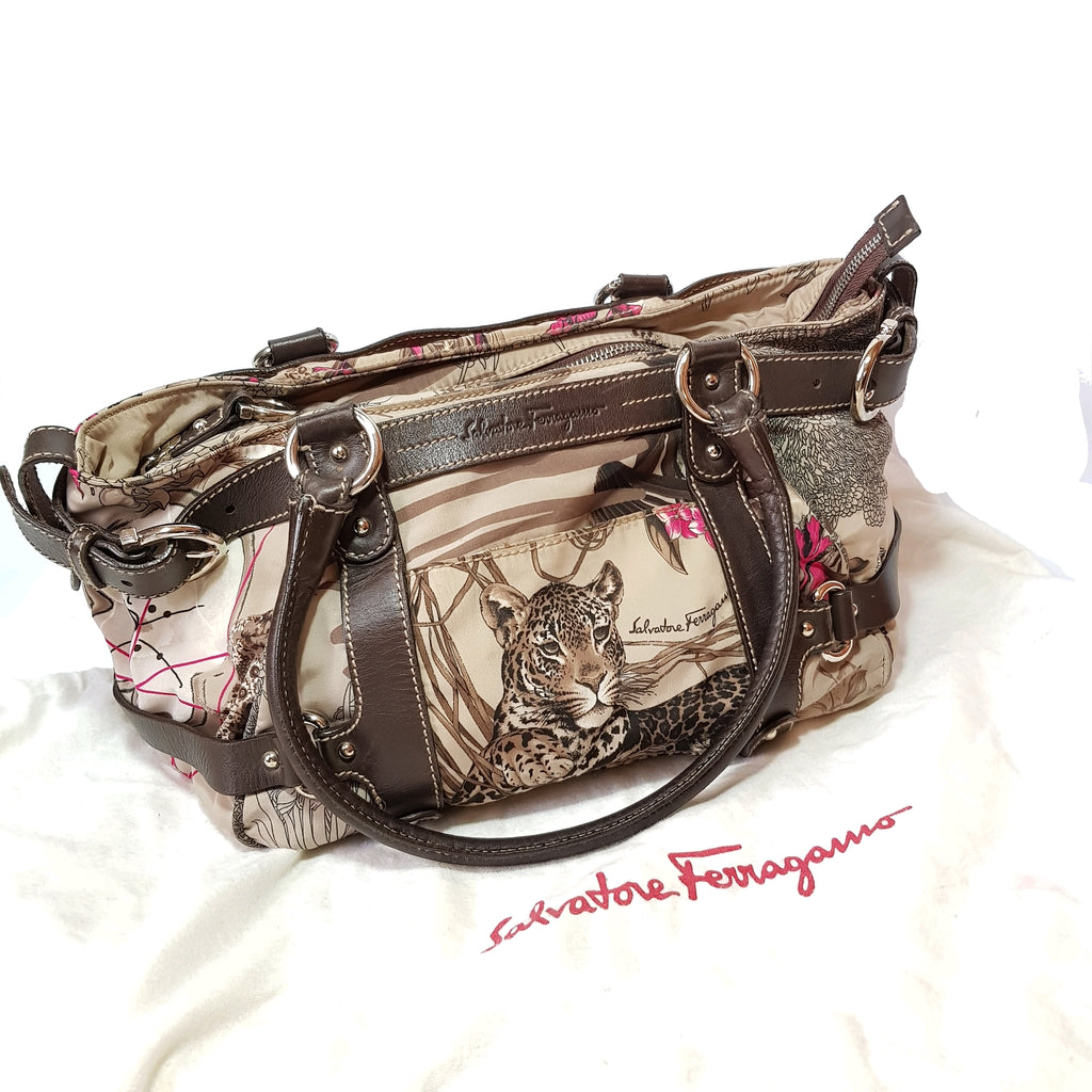 Salvatore Ferragamo Nylon Jungle Print Bag | Pre Loved |