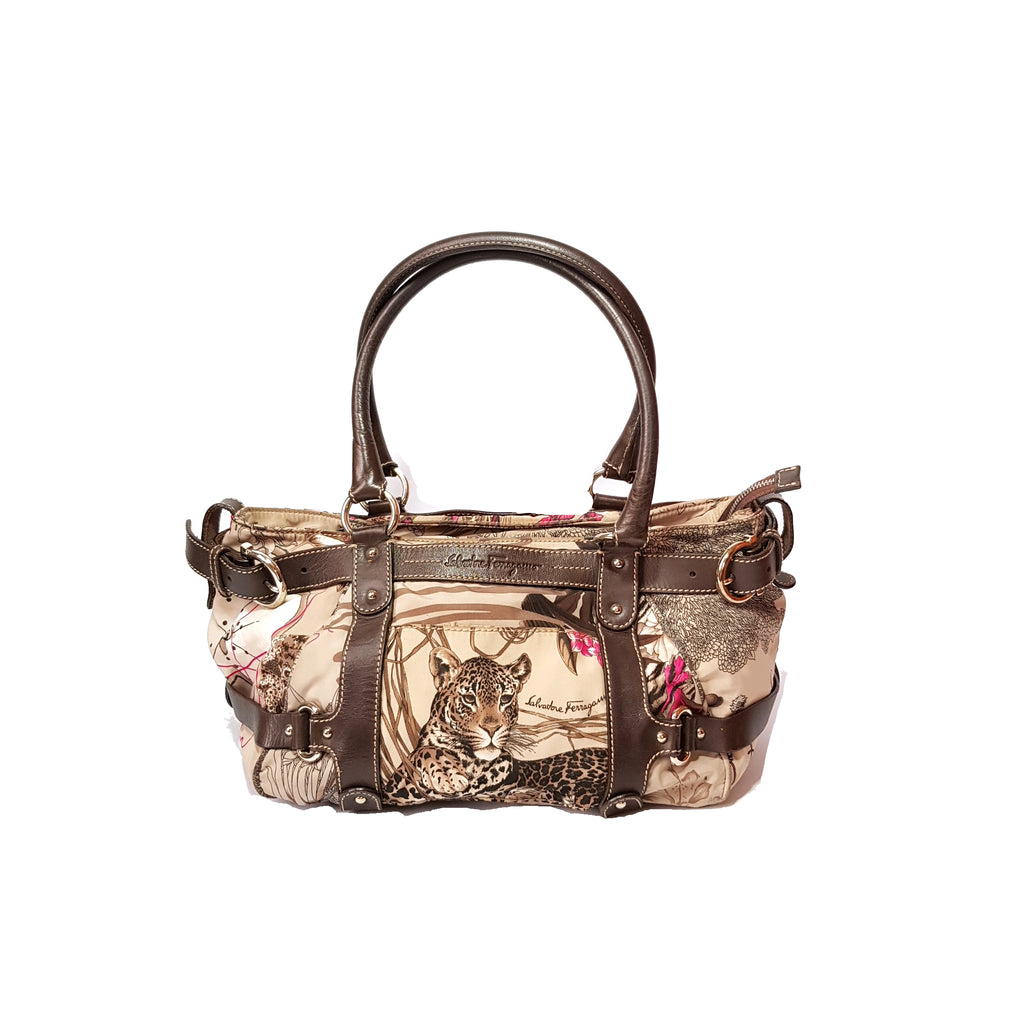 Salvatore Ferragamo Nylon Jungle Print Bag | Pre Loved |