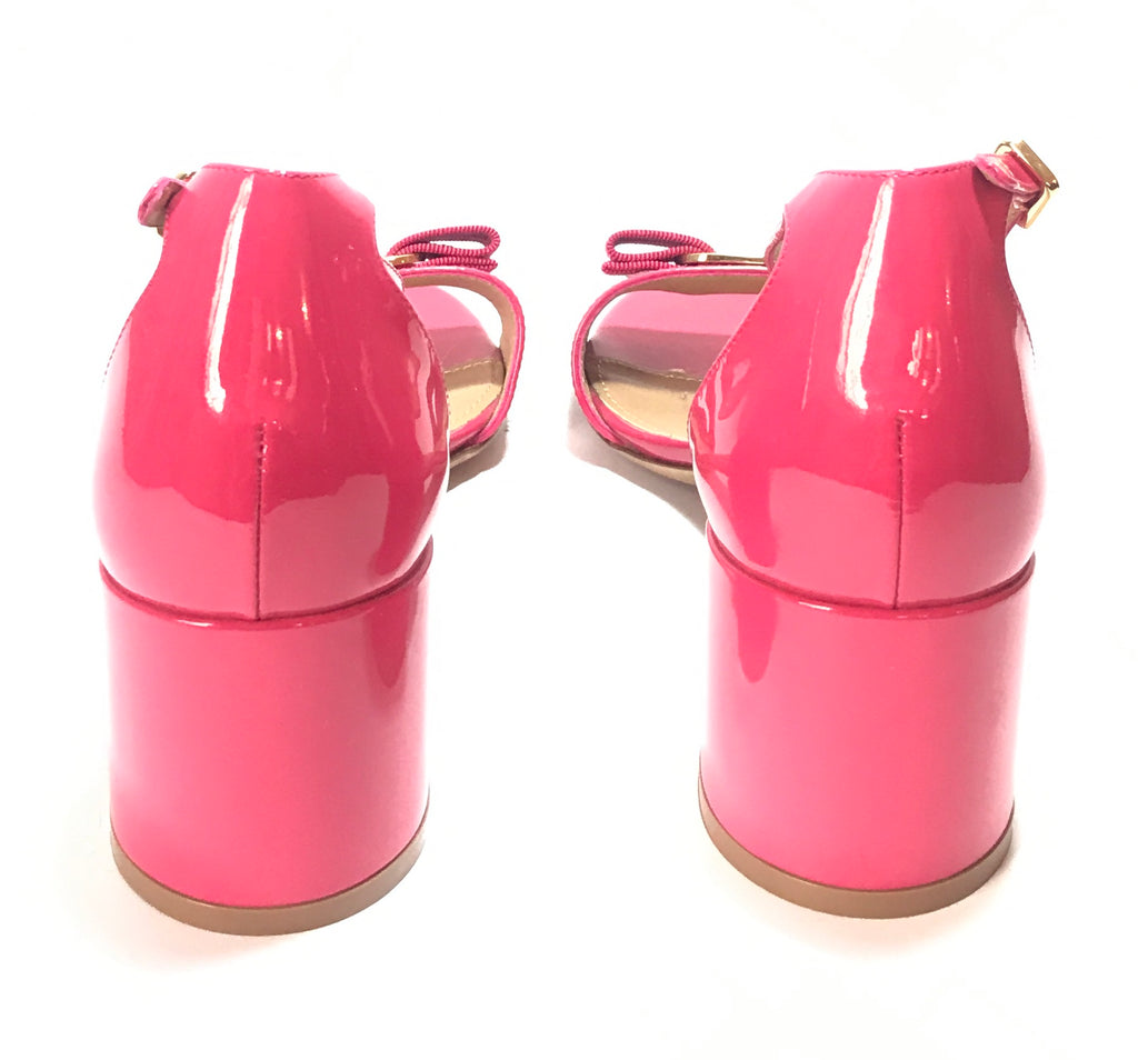 Salvatore Ferragamo 'Gavina' Pink Patent Leather Block Heels | Brand New |
