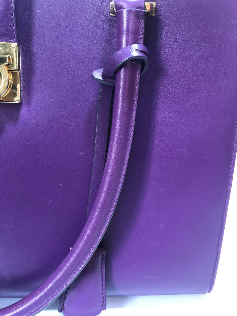 Salvatore Ferragamo Purple Leather Tote Bag | Pre Loved |