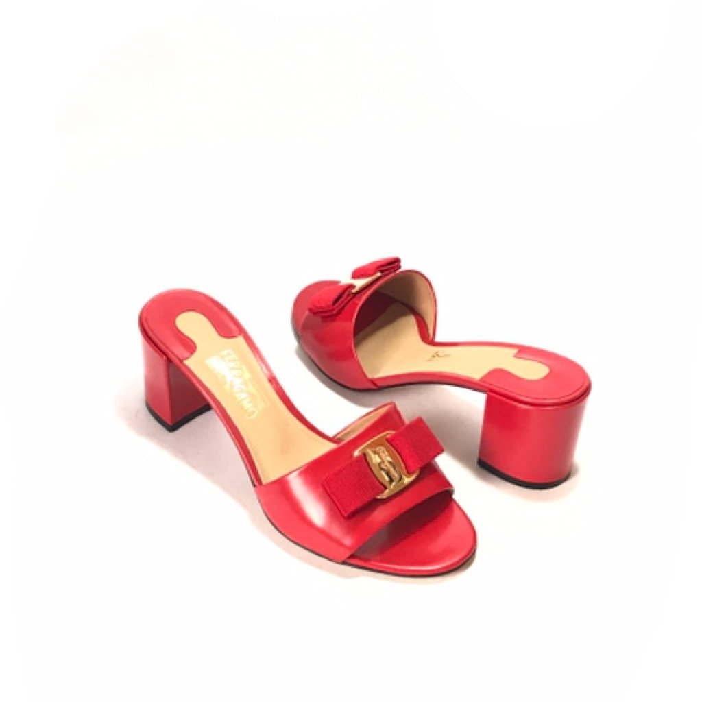 Salvatore Ferragamo 'Eolie' Red Block Heels | Gently Used |