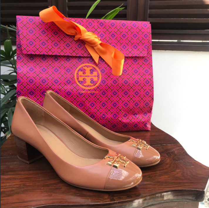 Tory burch Tan Leather 'Everly' Cap-toe Pumps | Brand New |