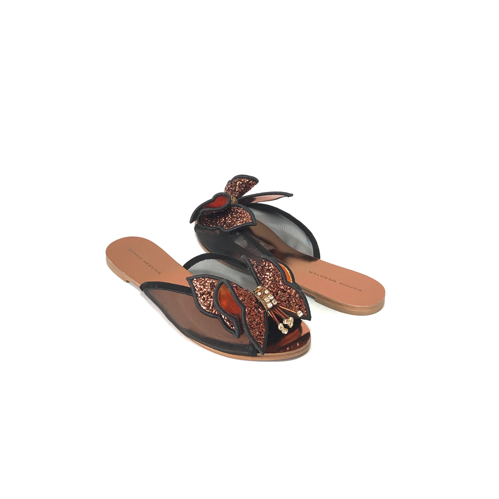 Sophia Webster Bronze Lana Butterfly Slides | Brand New |