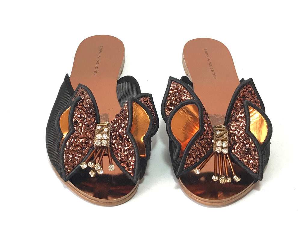Sophia Webster Bronze Lana Butterfly Slides | Brand New |