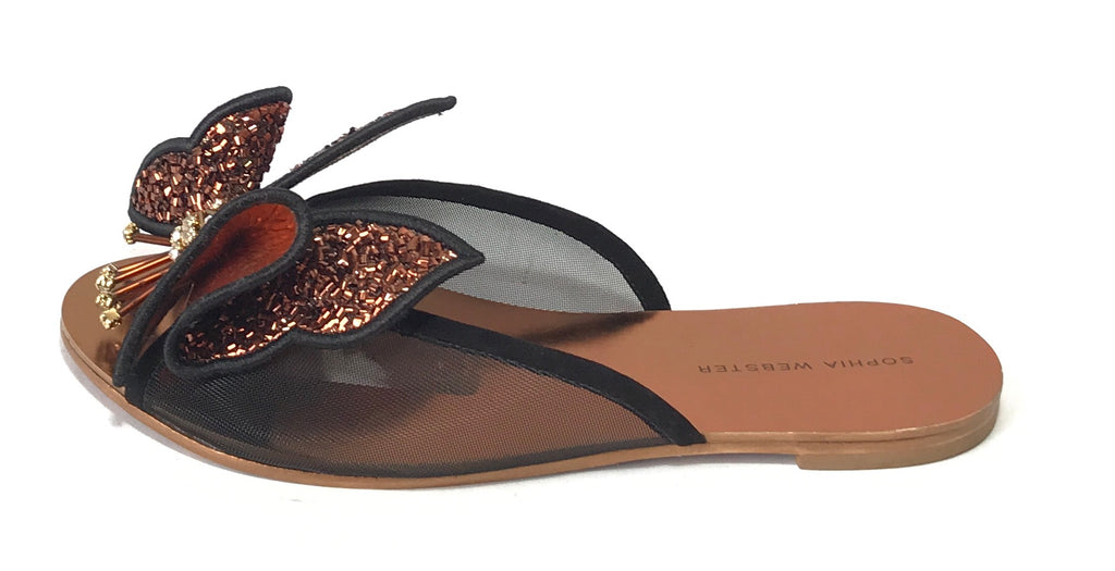 Sophia Webster Bronze Lana Butterfly Slides | Brand New |