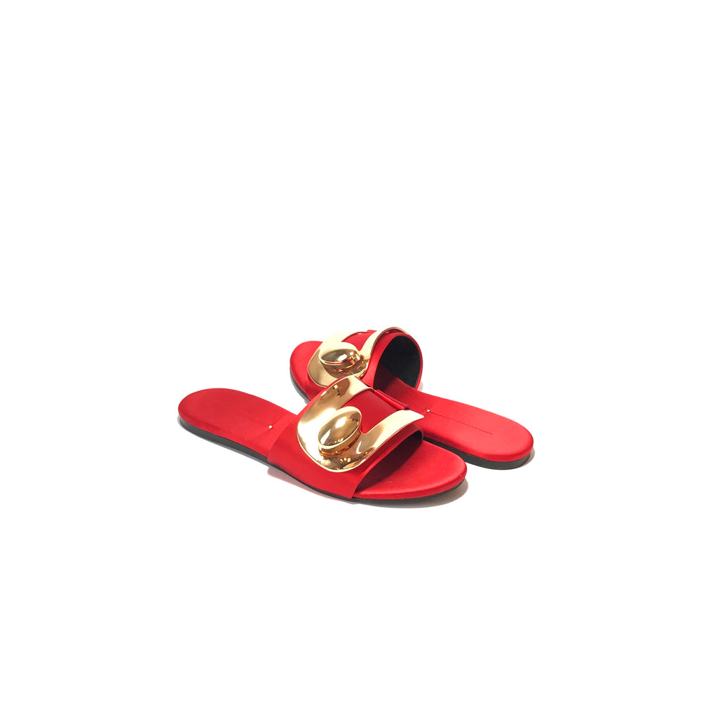 Stella Luna Red & Gold Satin Slides | Gently Used |