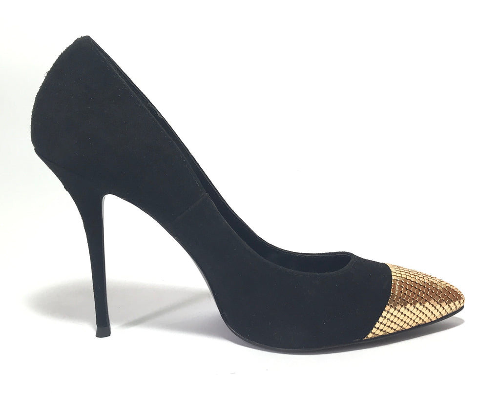 Steve Madden Black & Gold Suede Stiletto Pumps | Gently Used |