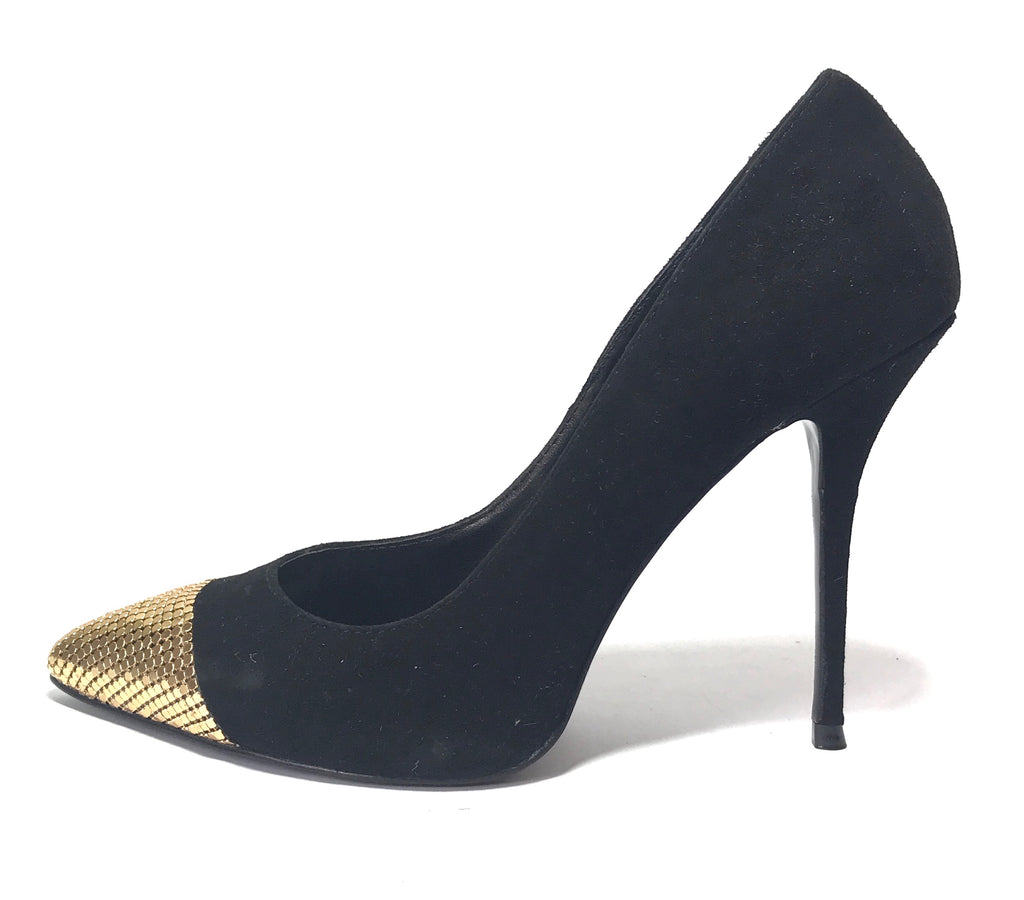 Steve Madden Black & Gold Suede Stiletto Pumps | Gently Used |
