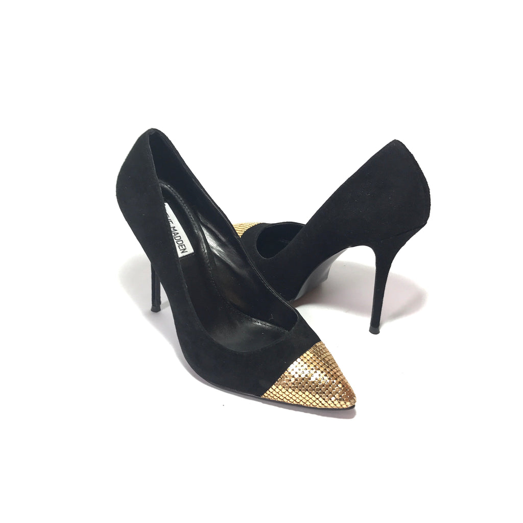 Steve Madden Black & Gold Suede Stiletto Pumps | Gently Used |