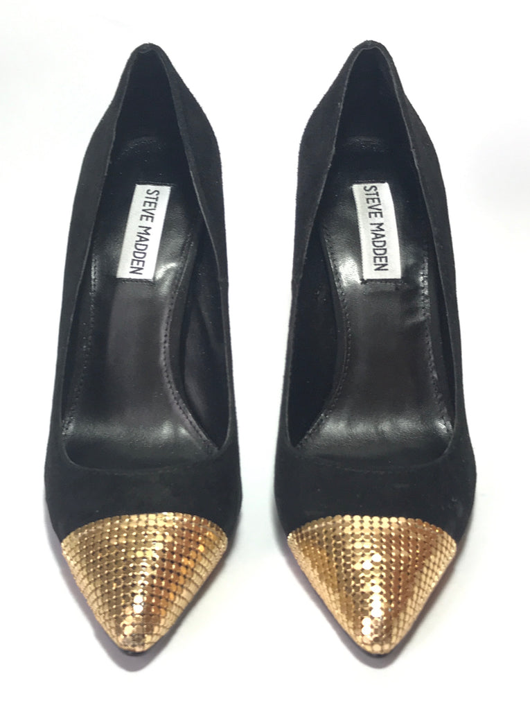 Steve Madden Black & Gold Suede Stiletto Pumps | Gently Used |