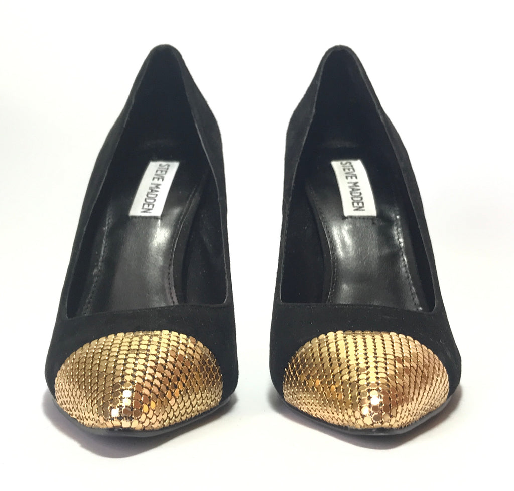 Steve Madden Black & Gold Suede Stiletto Pumps | Gently Used |