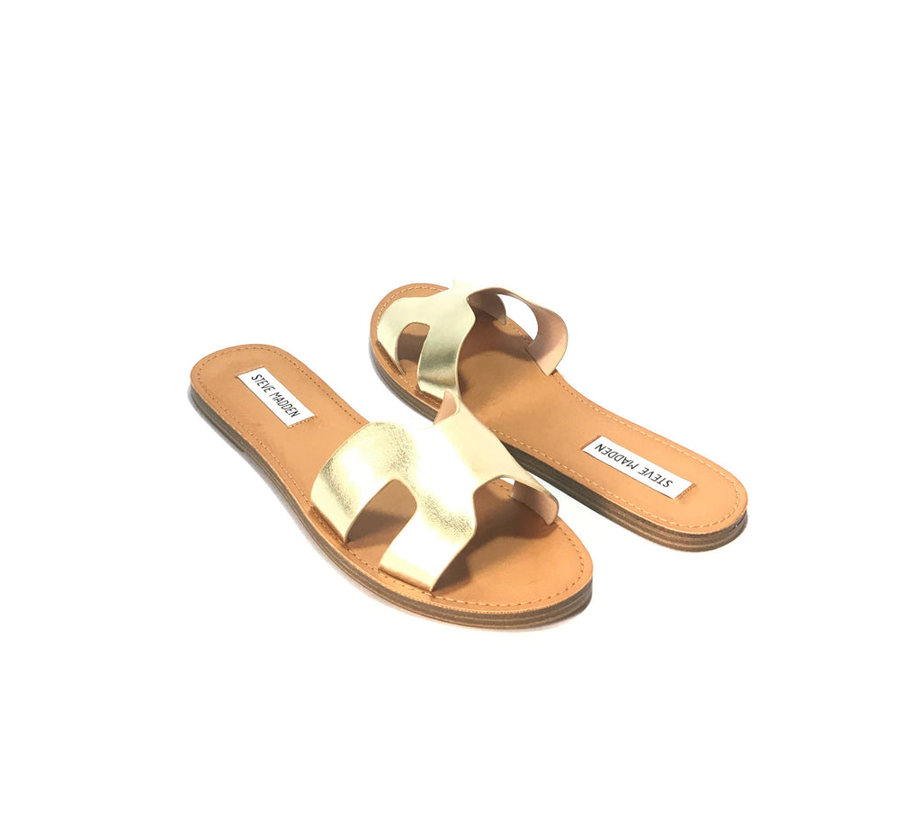 Steve Madden Gold LISA Slides | Brand New |