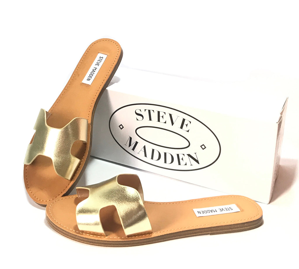 Steve Madden Gold LISA Slides | Brand New |