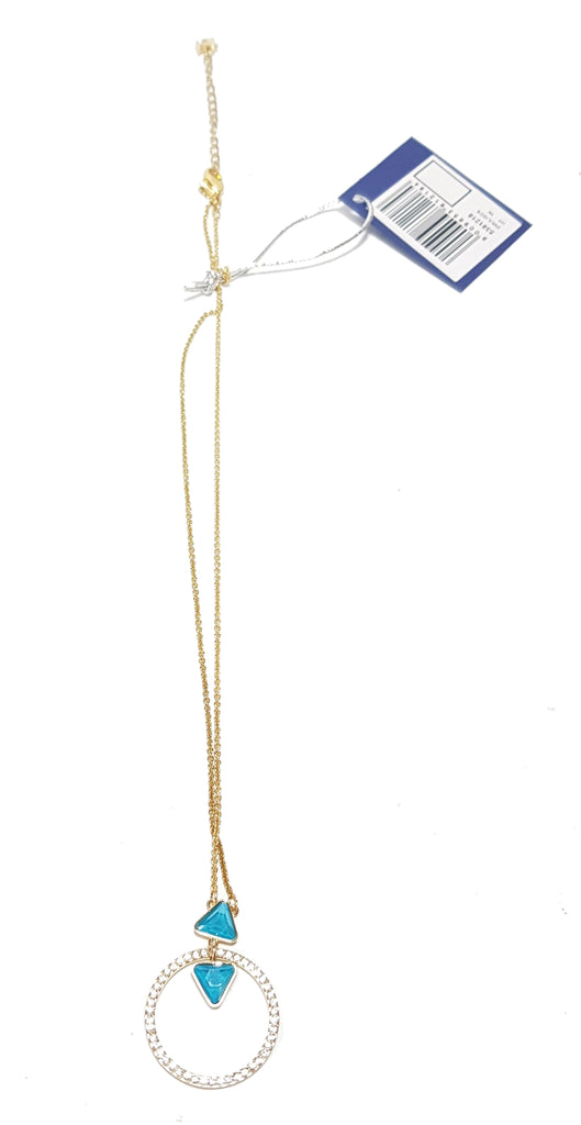 Swarovski Circle Turquoise & Rhinestone Necklace | Brand New |