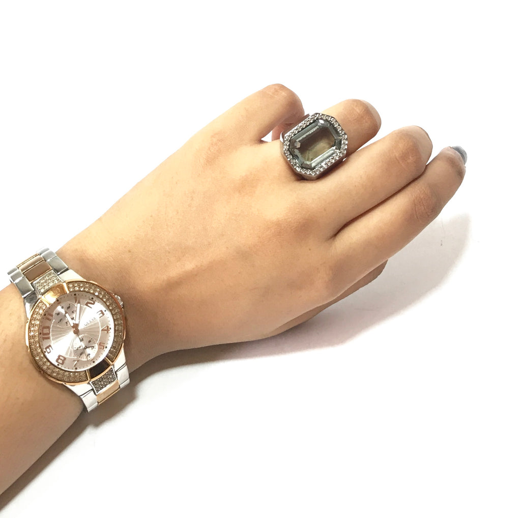 Swarovski Large Grey Rhinestone Ring  | Like New |