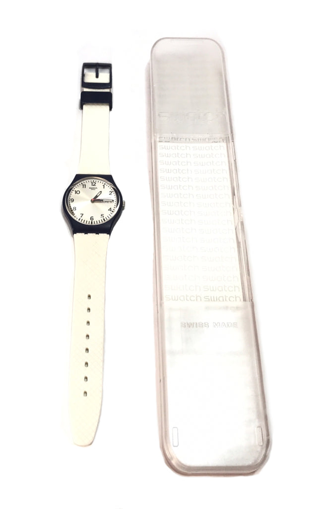 Swatch White & Navy Unisex Wrist Watch | Like New |