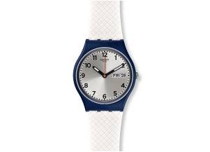 Swatch White & Navy Unisex Wrist Watch | Like New |