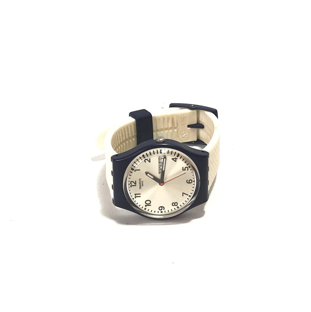 Swatch White & Navy Unisex Wrist Watch | Like New |