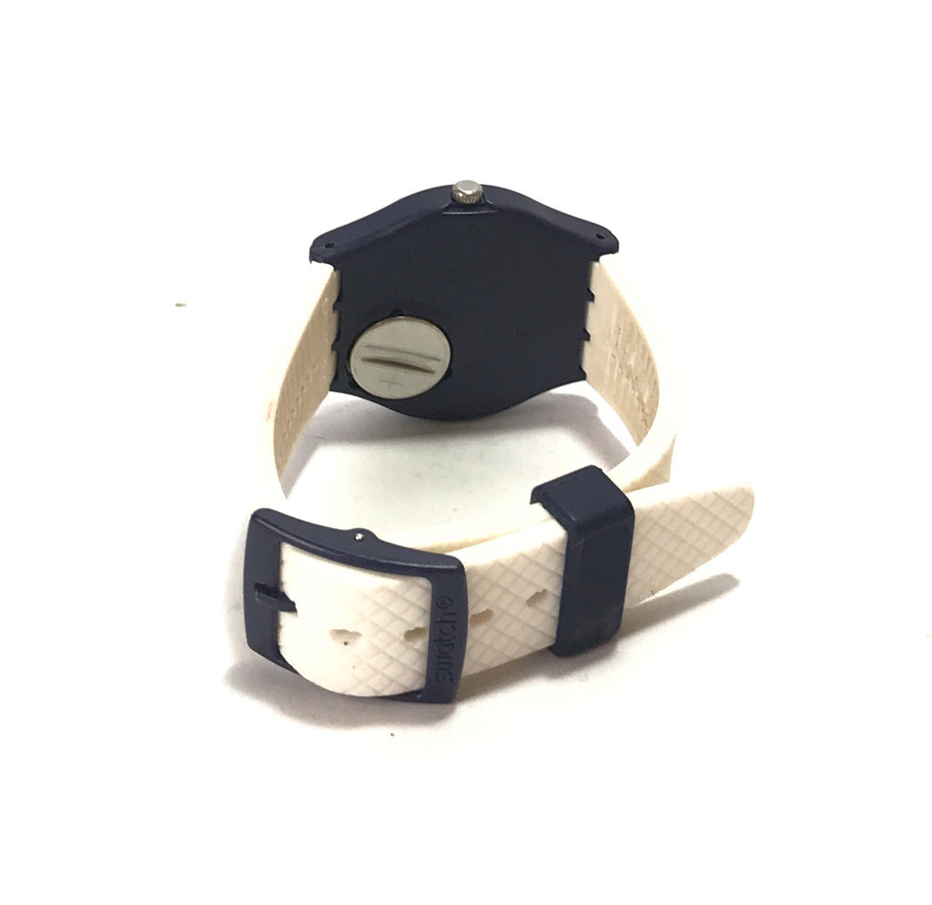 Swatch White & Navy Unisex Wrist Watch | Like New |