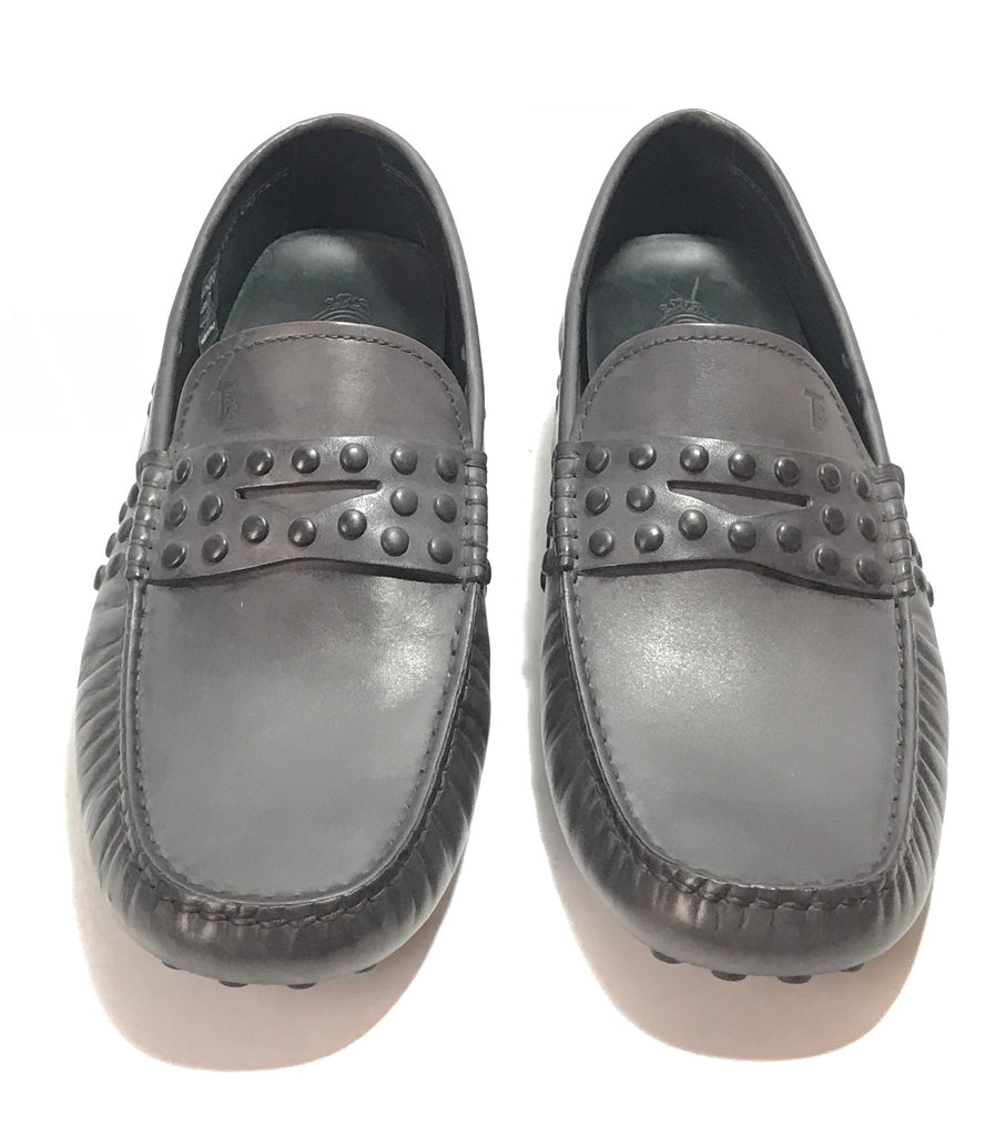 TOD'S Gunmetal Leather Men's Loafers | Brand New |