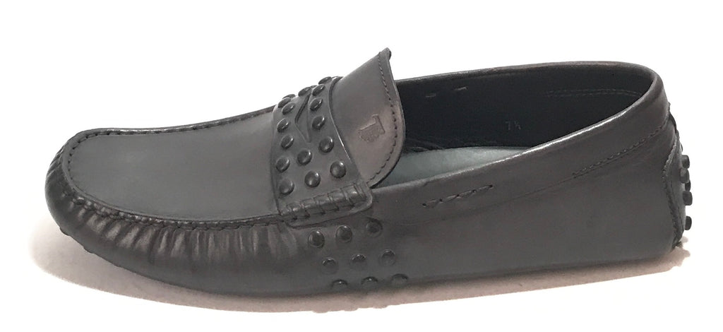 TOD'S Gunmetal Leather Men's Loafers | Brand New |