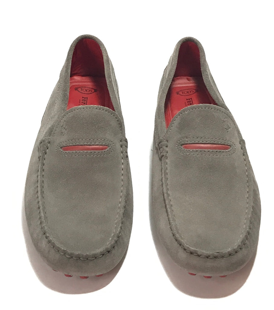 TOD'S x Ferrari Light Grey 'Gommino' Suede Men's Loafers | Like New |