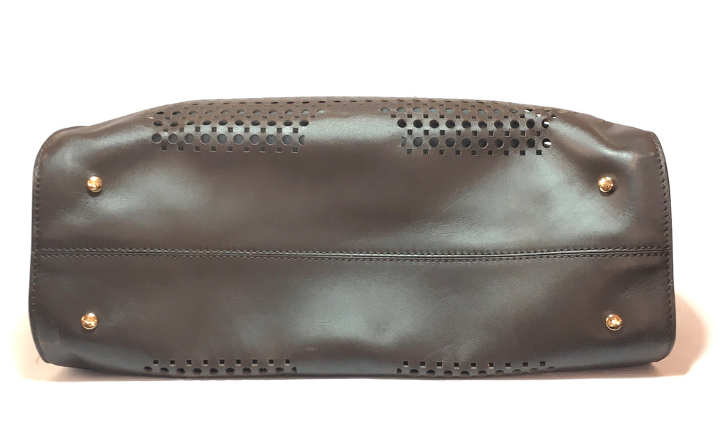 Tod's Dark Brown Leather Laser Cut Shoulder Bag | Like New |