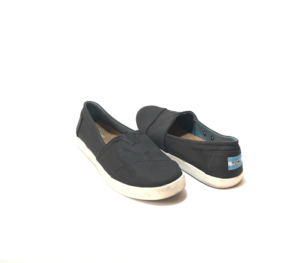 TOMS Black & White Canvas Slip-on Shoes | Gently Used |