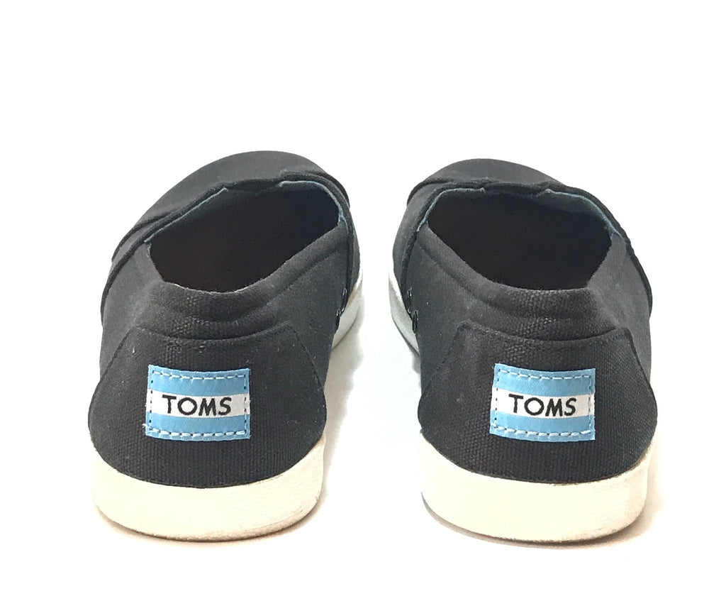 TOMS Black & White Canvas Slip-on Shoes | Gently Used |