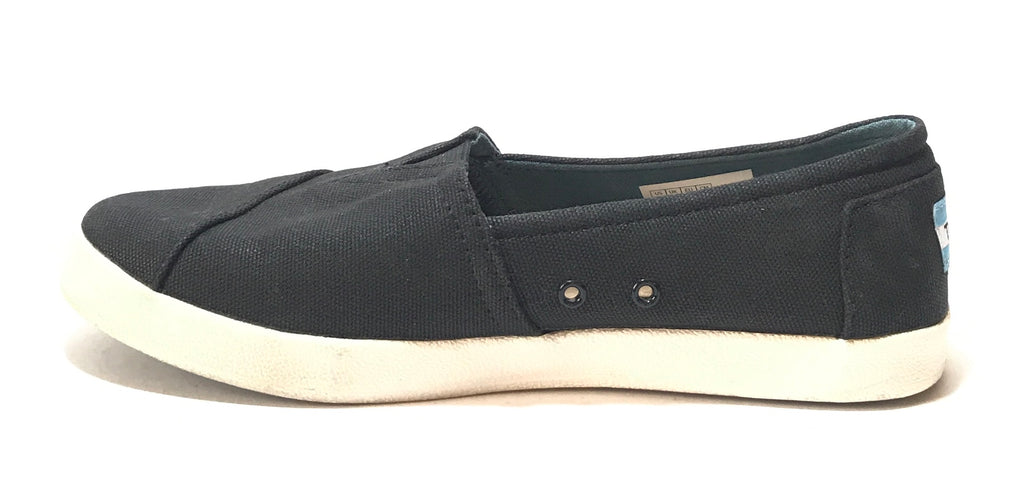 TOMS Black & White Canvas Slip-on Shoes | Gently Used |