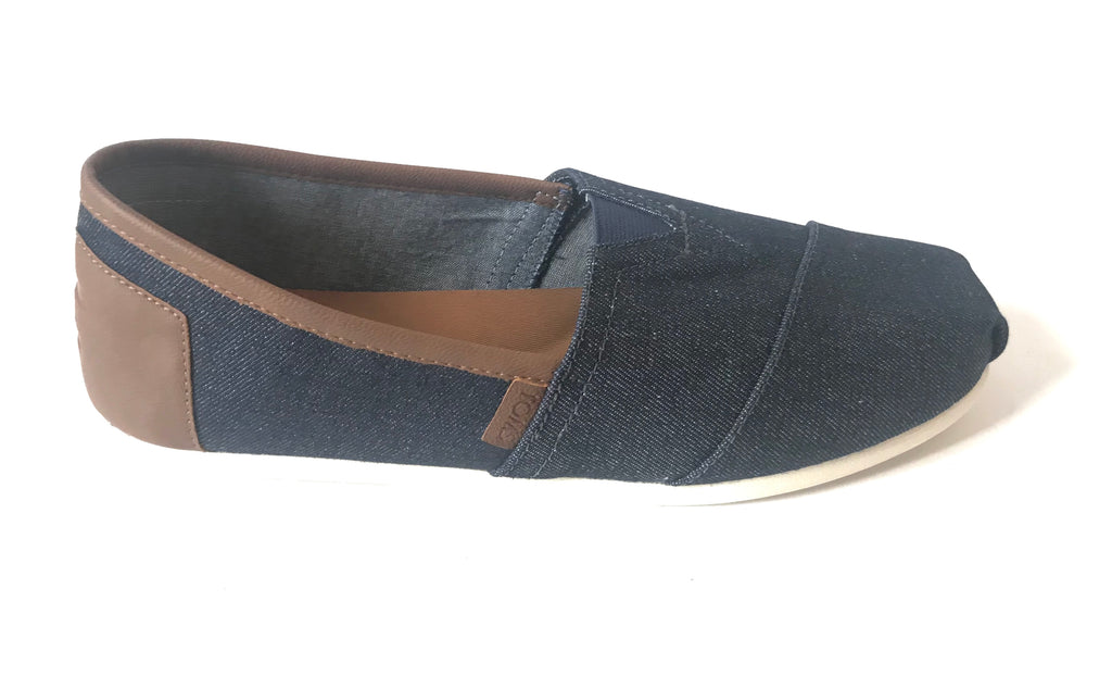 TOMS Men's Denim with Leather Trim Shoes | Brand New |