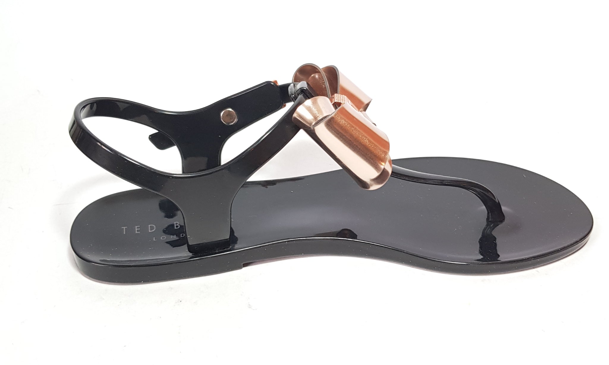 Ted Baker Black Rose Gold AINDA Jelly Sandals Gently Used Secret Stash