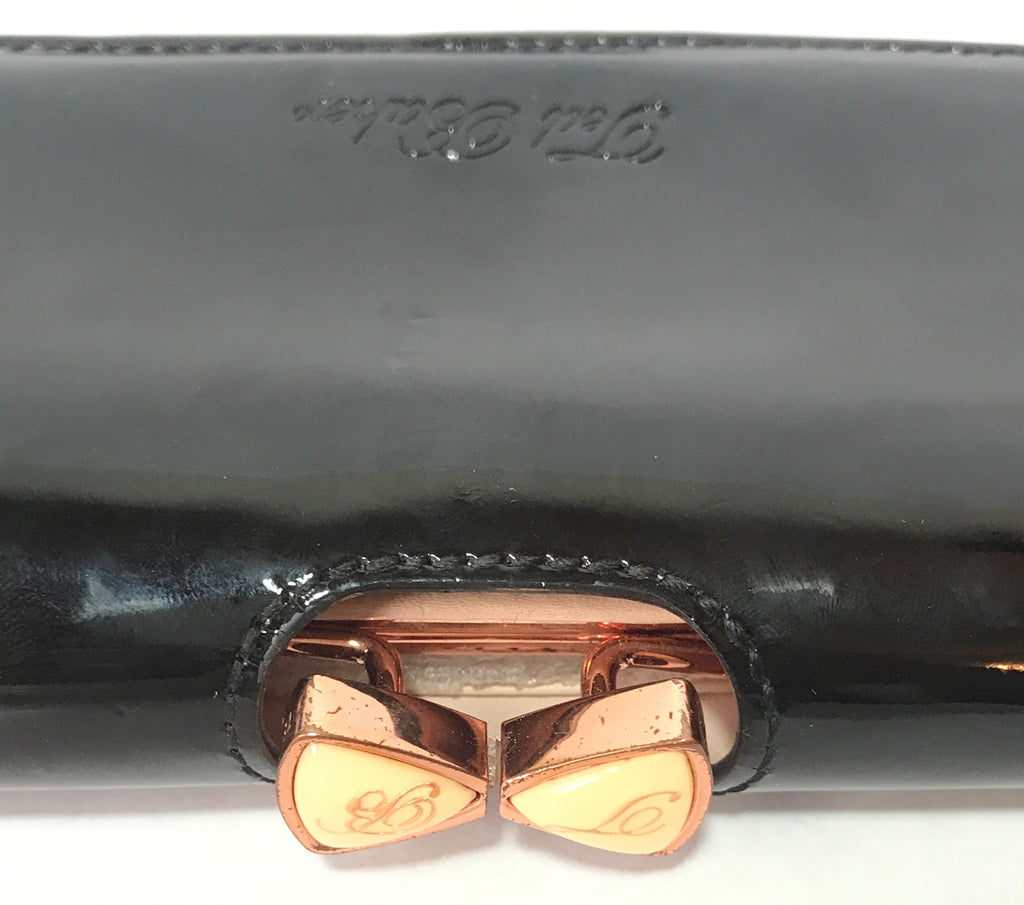 Ted Baker Black Patent Leather Crystal Bobble Long Wallet | Pre Loved |