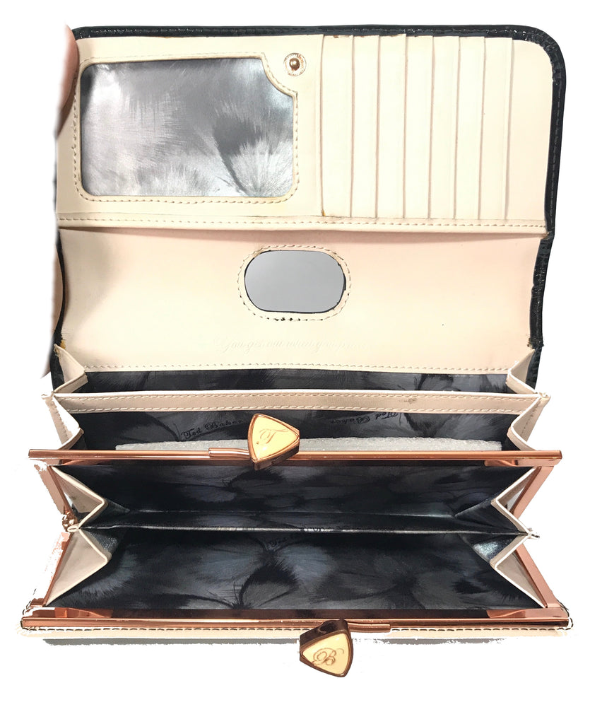 Ted Baker Black Patent Leather Crystal Bobble Long Wallet | Pre Loved |